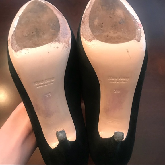 Mini Miu Platform Suede High Heels Forest Green - Picture 7 of 7